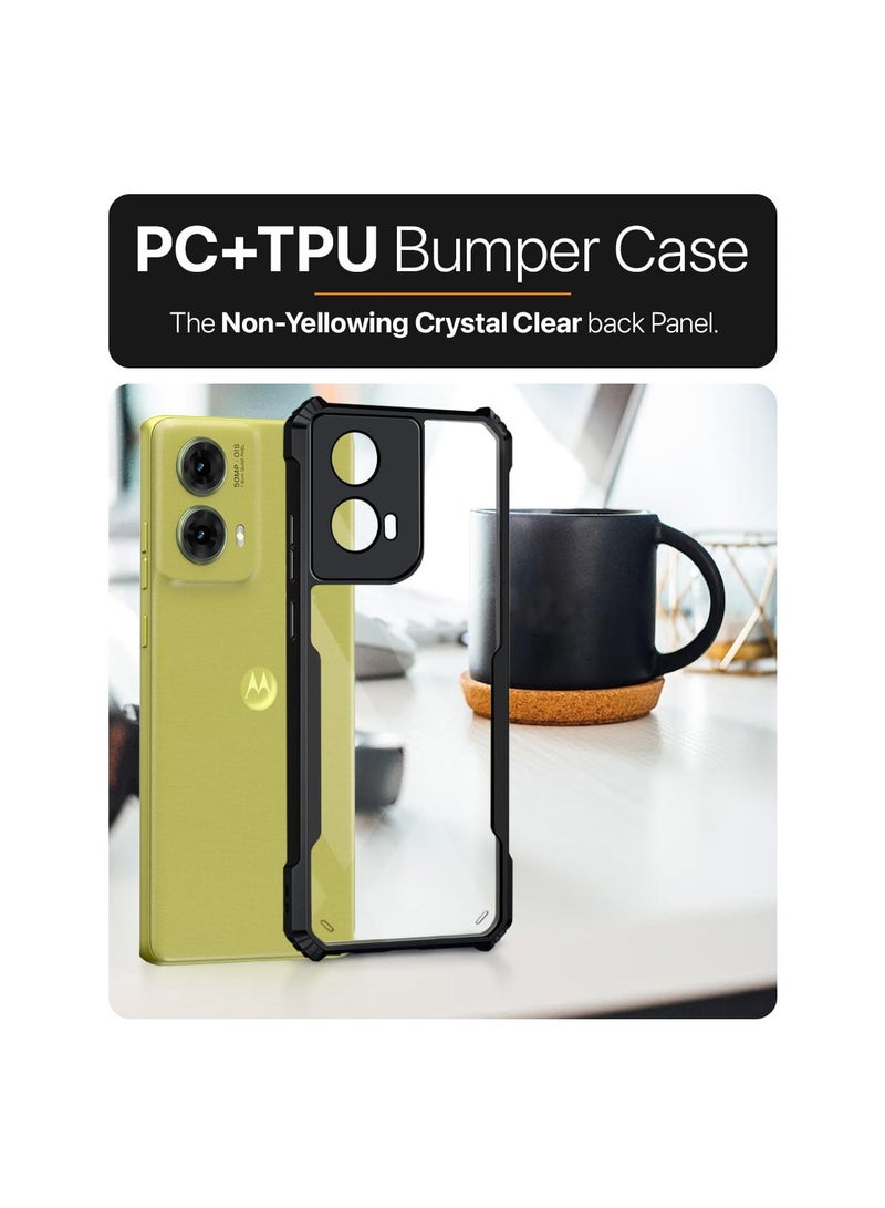 دبليو تيك موتورولا موتو G85 / موتورولا إيدج 50 فيوجن / موتورولا S50 نيو 5 جي 2024 هايبرد TPU سيليكون مع مصدات درع مرتفعة غطاء هيكل رفيع - أسود - Image 2