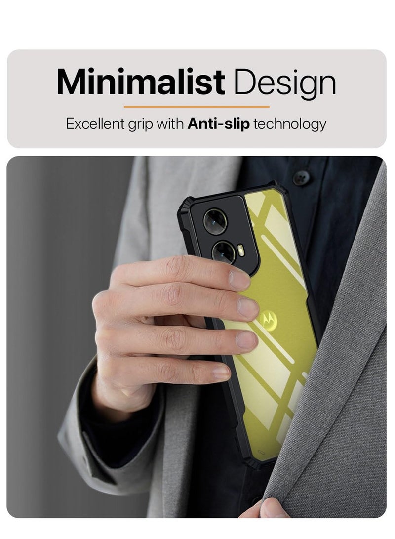 دبليو تيك موتورولا موتو G85 / موتورولا إيدج 50 فيوجن / موتورولا S50 نيو 5 جي 2024 هايبرد TPU سيليكون مع مصدات درع مرتفعة غطاء هيكل رفيع - أسود - Image 3