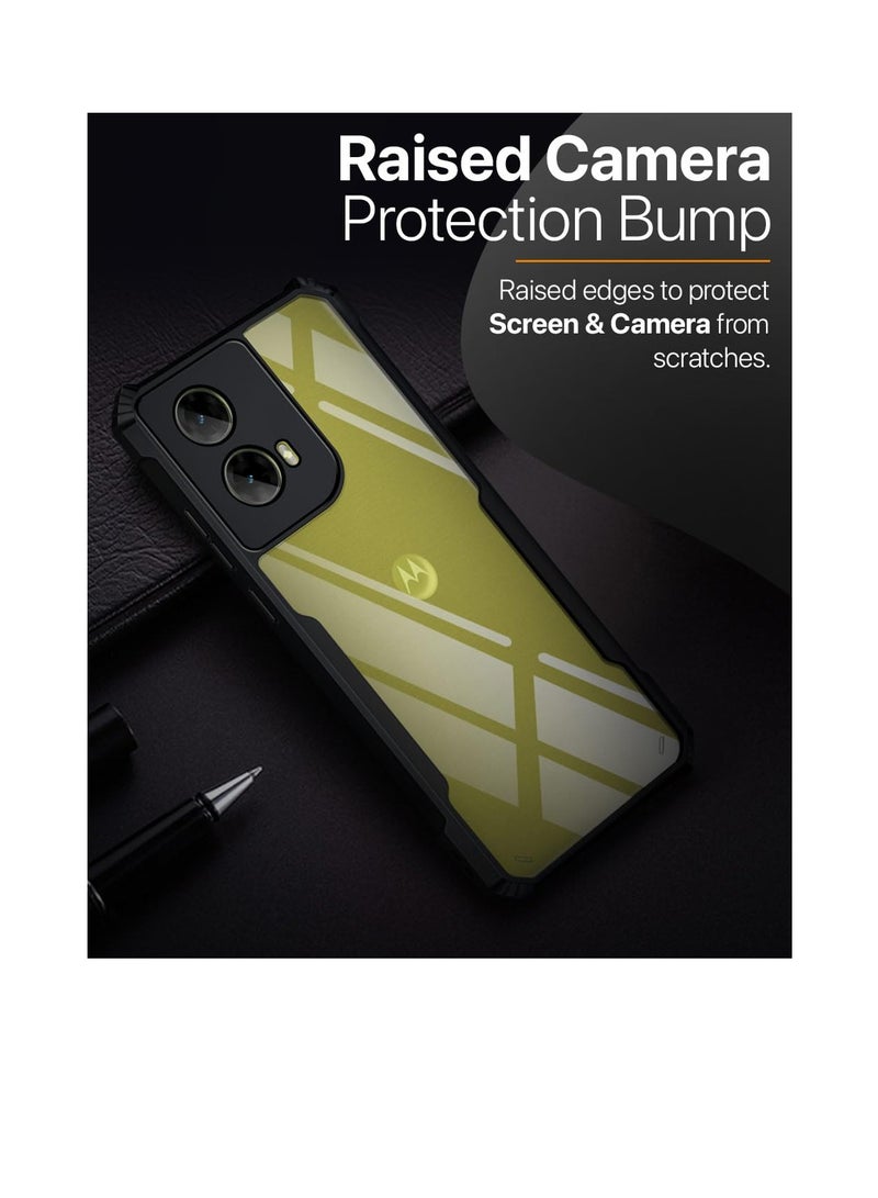 دبليو تيك موتورولا موتو G85 / موتورولا إيدج 50 فيوجن / موتورولا S50 نيو 5 جي 2024 هايبرد TPU سيليكون مع مصدات درع مرتفعة غطاء هيكل رفيع - أسود - Image 4