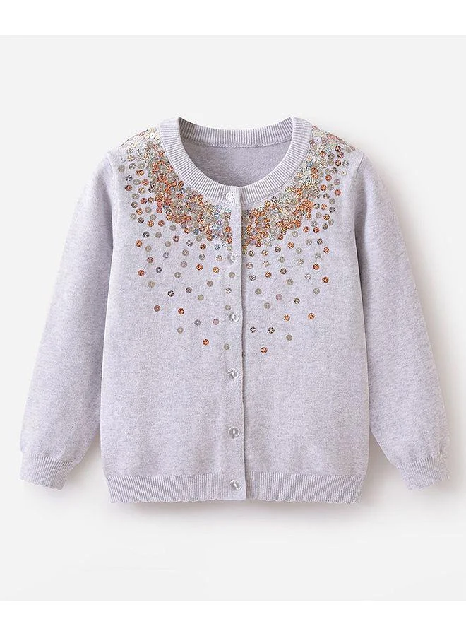 Mark & Mia Mark & Mia Full Sleeves Embellished Winter Party Top - Grey