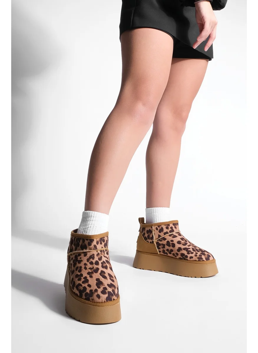 مارجين Women's Thick Sole Fur Half Boots Tefis