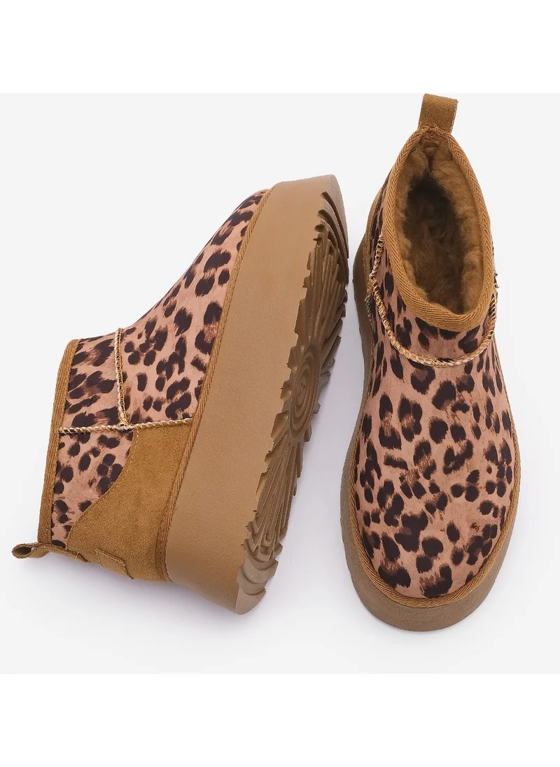مارجين Women's Thick Sole Fur Half Boots Tefis