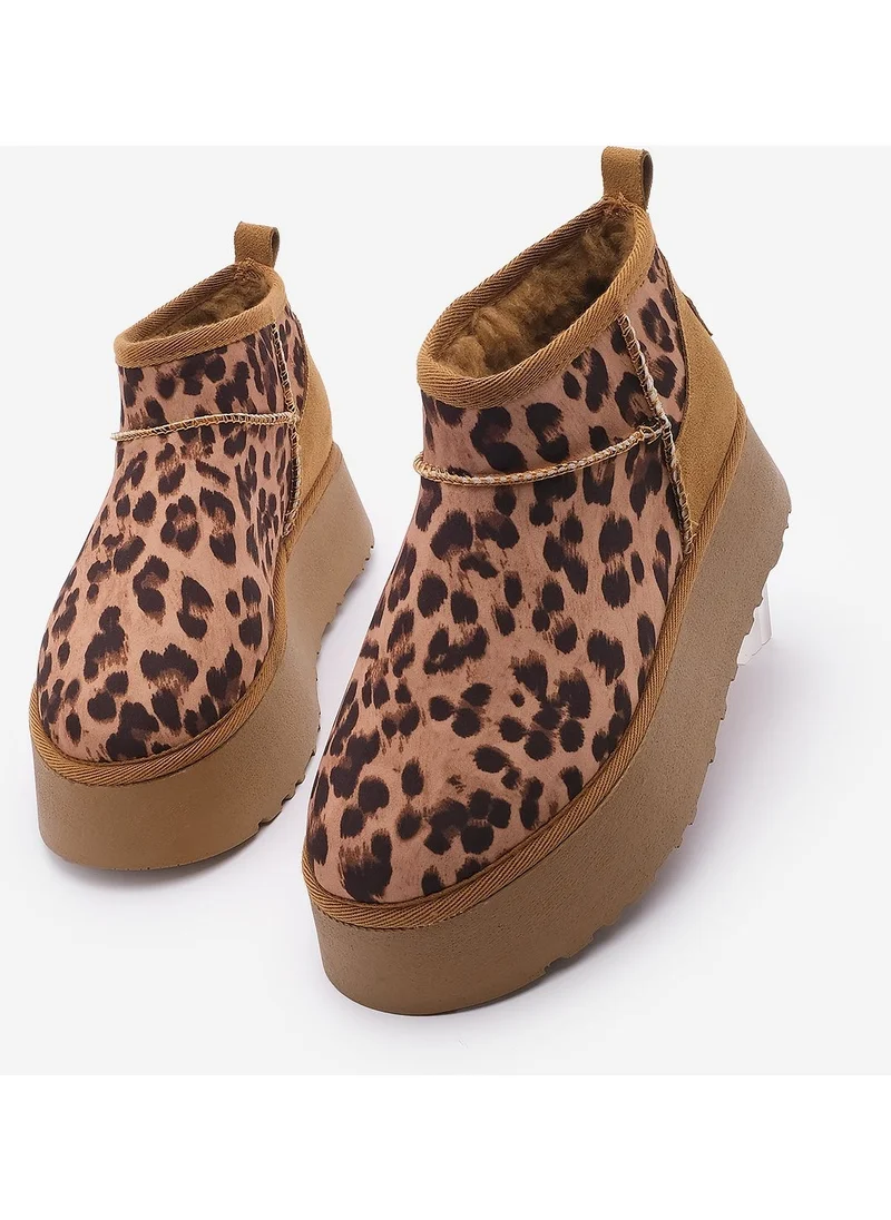مارجين Women's Thick Sole Fur Half Boots Tefis