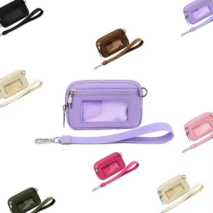 Wholesale Simple Wind Waterproof Nylon Small Purse Multi-function Card Case Keychain Women Coin Coin Purse - Image 3