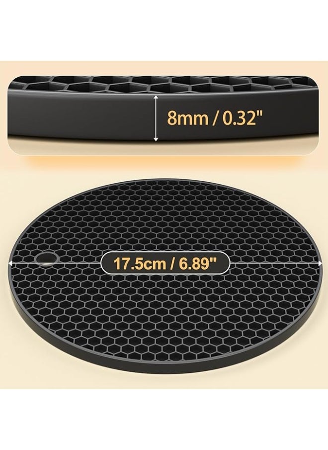 Generic - Ultra Thick 8mm Silicone Trivets for Hot Dishes Pots and Pans, Silicone Trivet Mat Hot Plates to Protect Table, Silicone Hot Pads for Kitchen Counter, Pot Holders, Black Trivet Set of 5 - Image 1