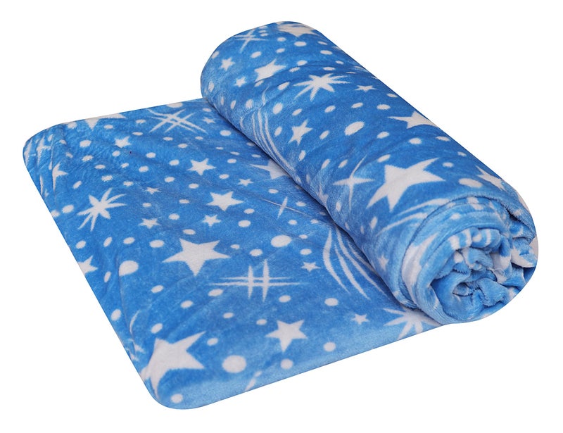 Fancy Walas Presents Velvet Fur Flannel AC Blanket 500 TC Double Bed Winter Blanket (Blue Star Print, King), Lightweight, Pack Of 1 - Image 5