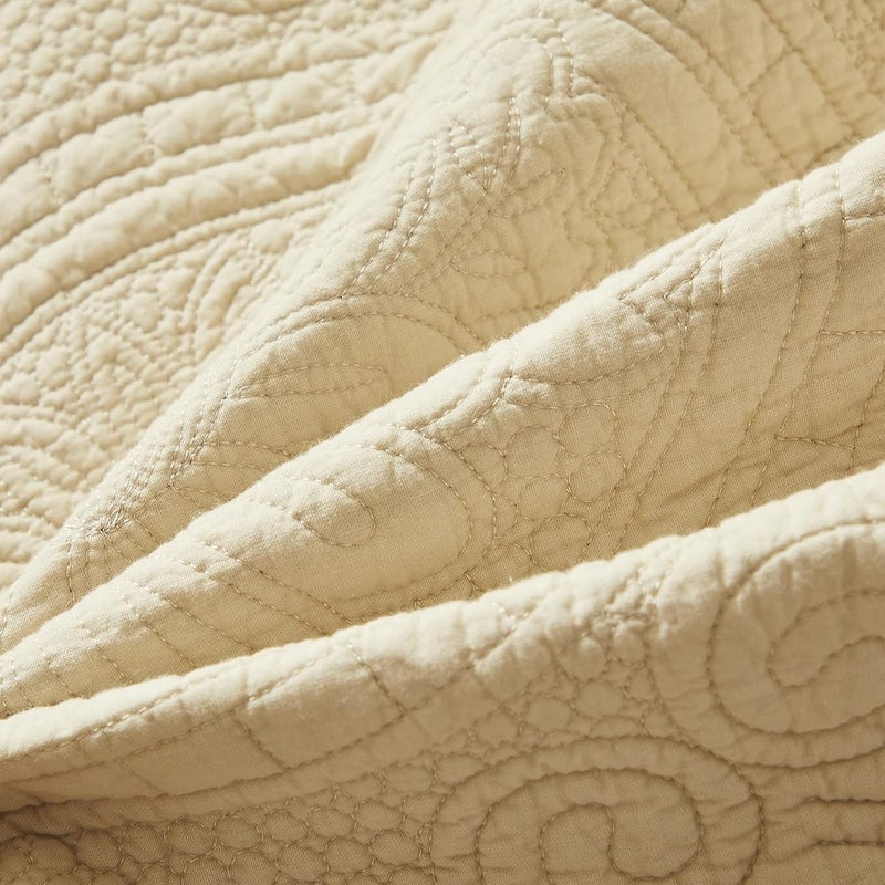 Brandream Beige Sunflower Quilt Cotton Quilted Throw Blanket for Bed Couch Daybed 47 X 60 Inch Decorative Blankets Luxury Chic Design… - Image 5