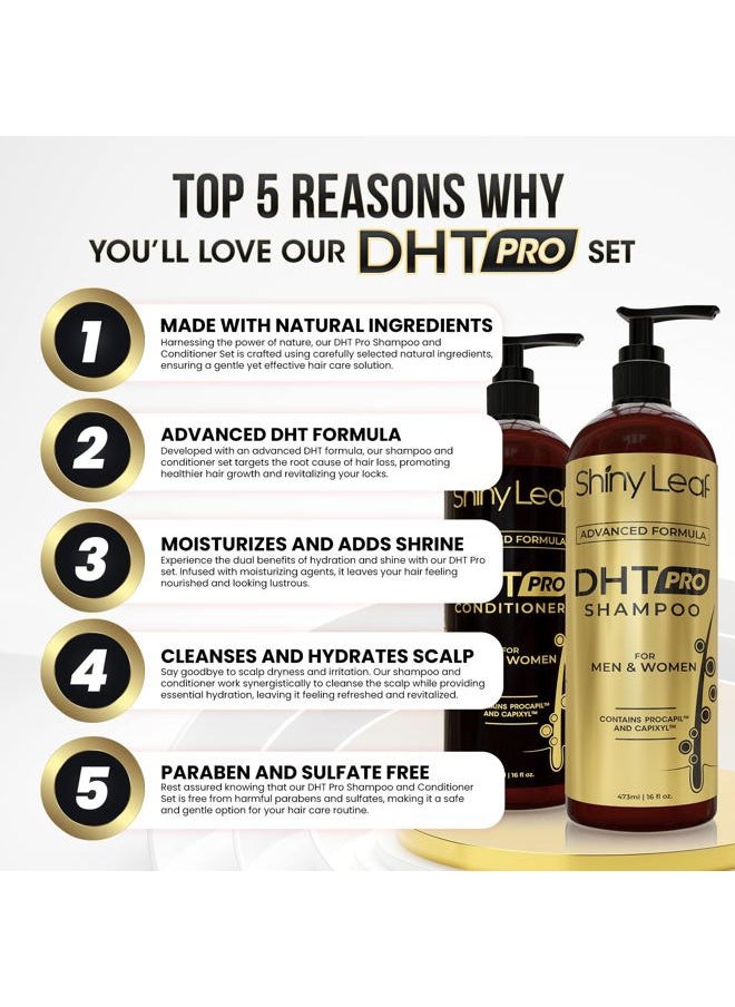 Shiny Leaf DHT Pro Shampoo and Conditioner Advanced Formula with Procapil and Capixyl, DHT Blockers and Natural Extracts, Hair Loss Solution for Men and Women, Stimulates Follicles, Prevents Thinning Hair  - Image 2