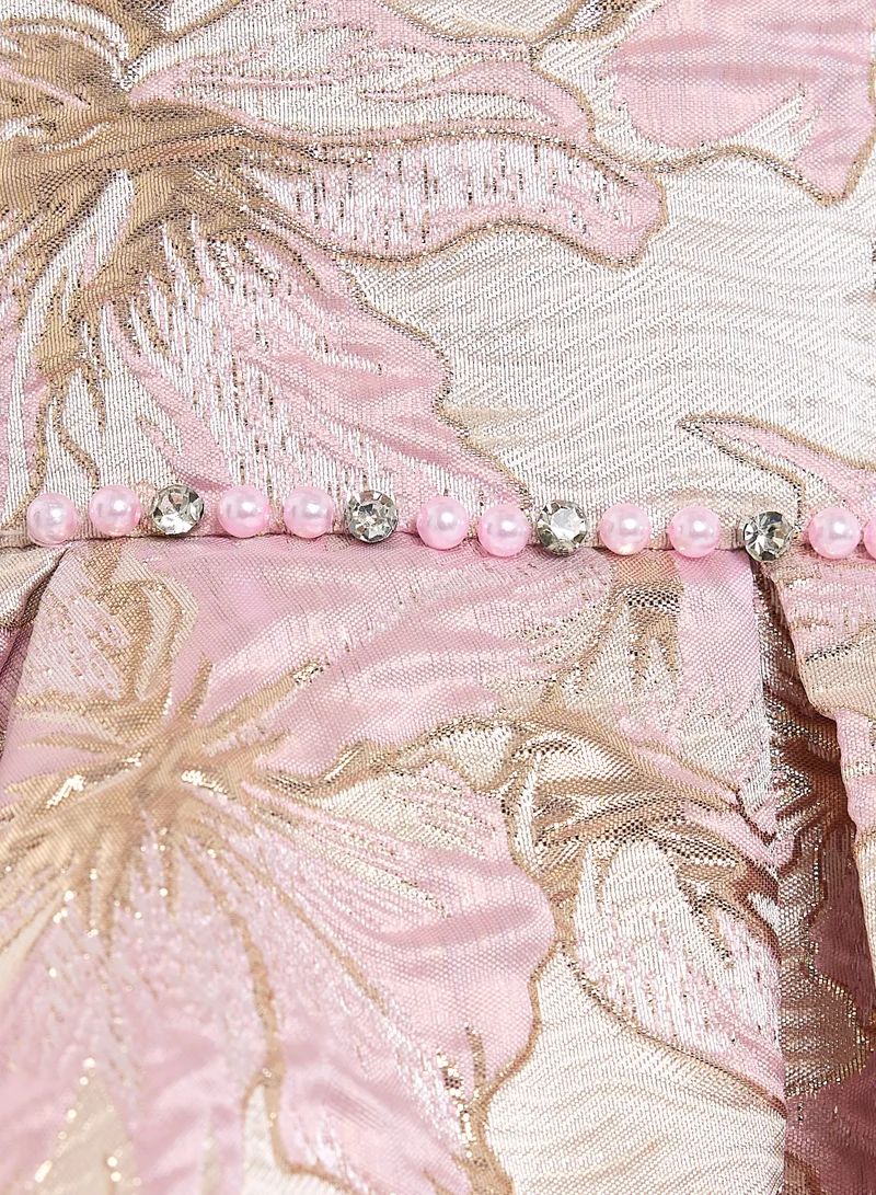 victor and jane Floral Peplum Tulle Dress