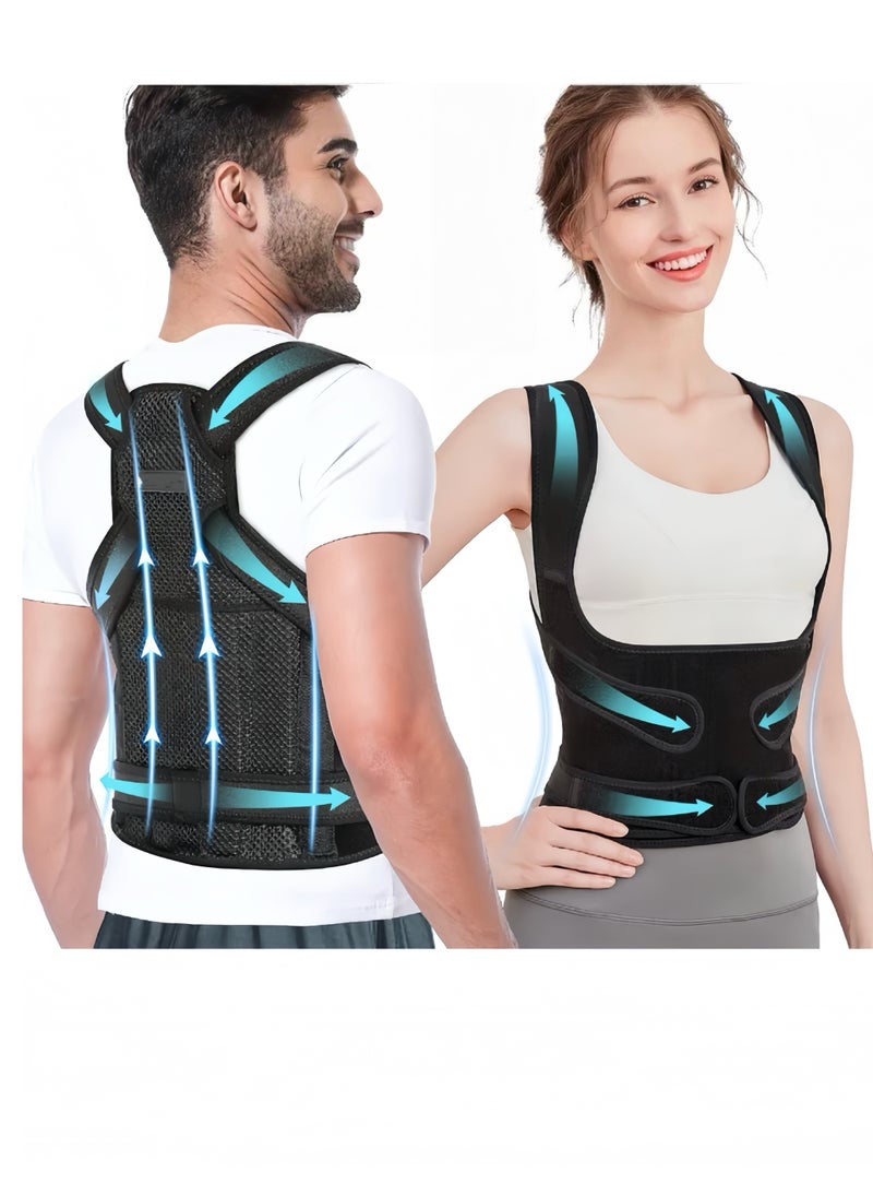 Lee Yon Back Brace and Posture Corrector for Women and Men Back Straightener Posture Corrector Scoliosis and Hunchback Correction Back Pain Spine Corrector Support Adjustable Posture Trainer (Size M, Black)  - Image 1