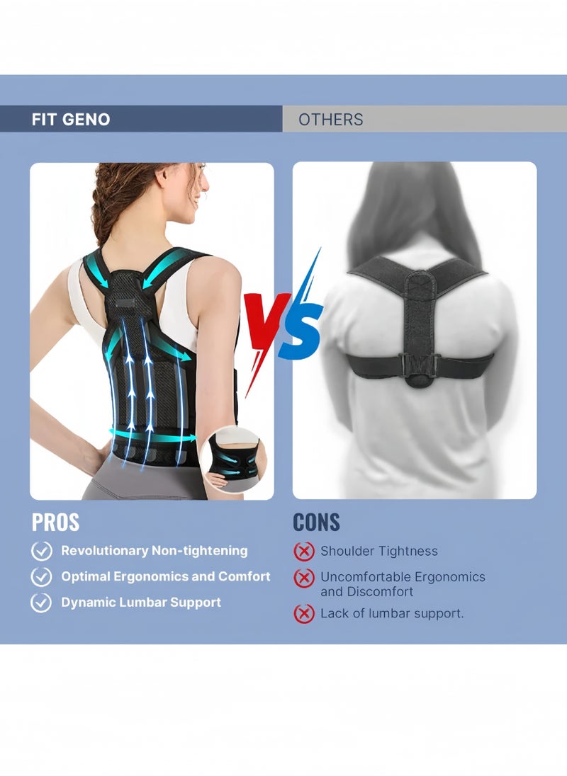 Lee Yon Back Brace and Posture Corrector for Women and Men Back Straightener Posture Corrector Scoliosis and Hunchback Correction Back Pain Spine Corrector Support Adjustable Posture Trainer (Size M, Black)  - Image 2