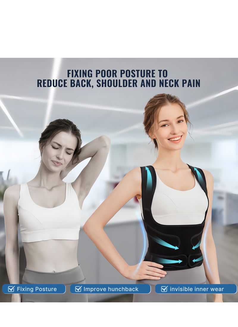 Lee Yon Back Brace and Posture Corrector for Women and Men Back Straightener Posture Corrector Scoliosis and Hunchback Correction Back Pain Spine Corrector Support Adjustable Posture Trainer (Size M, Black)  - Image 5