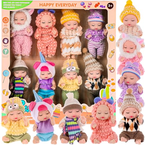 dollbie 8 Pack Mini Baby Dolls 4 inch Animal Theme Lifelike Baby Dolls for Girls - Image 1