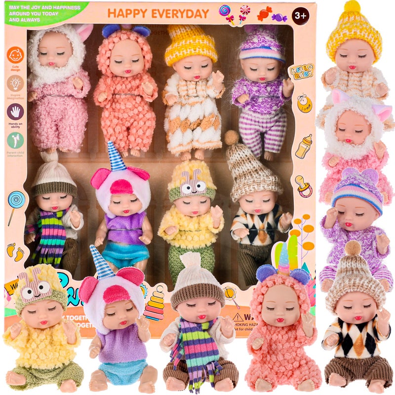 dollbie 8 Pack Mini Baby Dolls 4 inch Animal Theme Lifelike Baby Dolls for Girls - Image 3