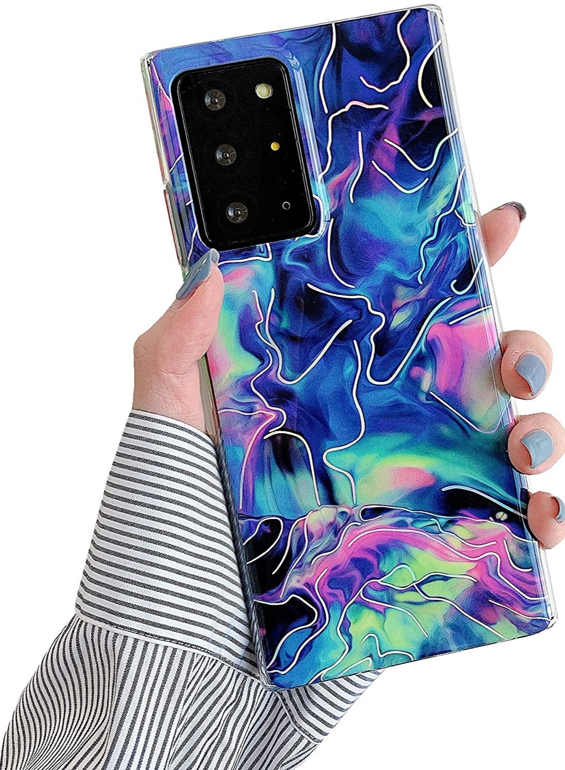 SYOSI Phone Case  For Galaxy Note 20 Ultra Case 5G 6.9"Marble for Women Girls Gold Sparkle Glitter Slim Fit Silicone TPU Bumper Shockproof Protective Cover Case for Samsung Galaxy Note 20 Ultra  Blue