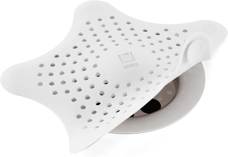 UMBRA Multiple design variants Starfish Hair Catcher, Fun Drain Cover Fits Most Standard Tub and Shower Drains, 6" Diameter, White Storage & transit friendly - Image 1