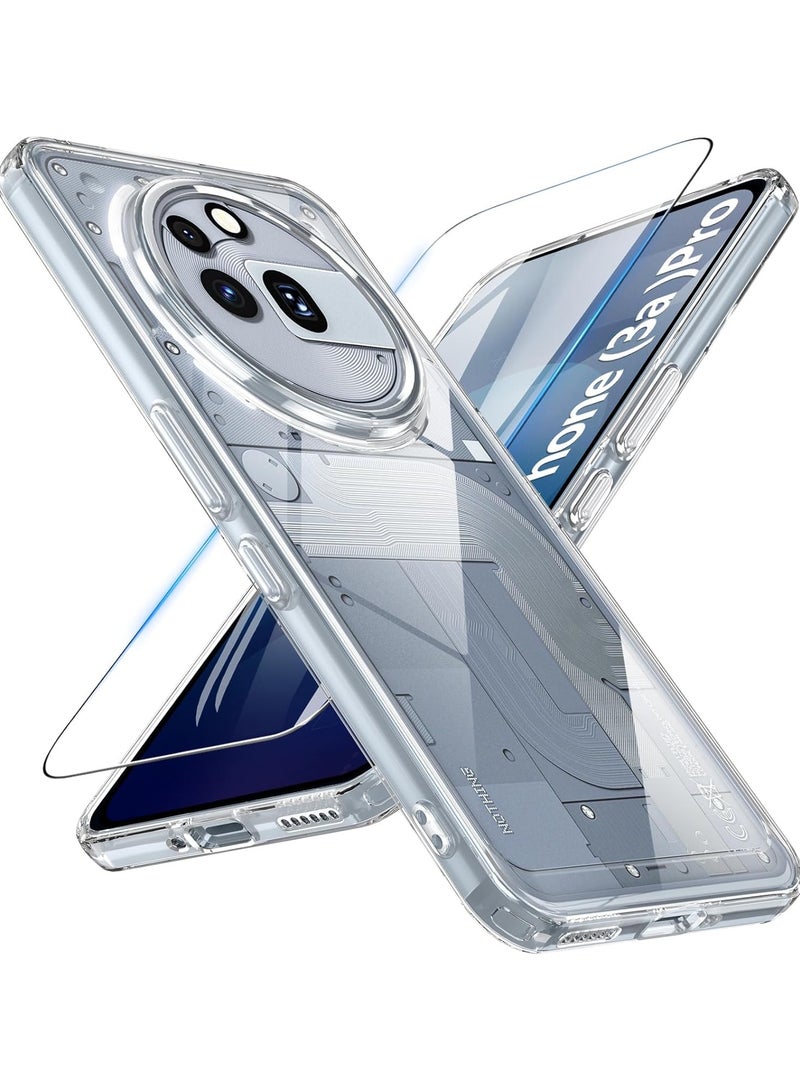 DUSALA For Nothing Phone 3a Pro Case and Screen Protector, TPU Bumper + PC Hard Plate Clear Back Cover, Shockproof Protection Mobile Phone Case, Anti-Yellowing Slim Fit Protective Casing (Transparent) - Image 1