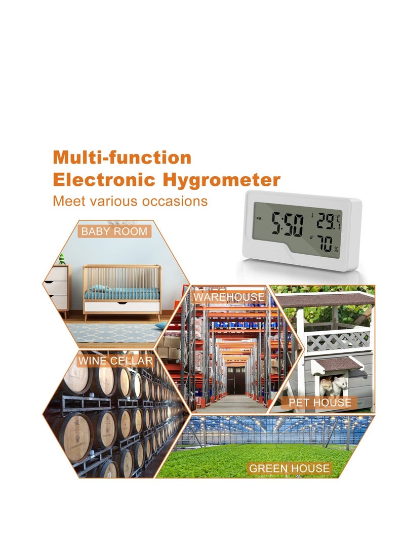 Generic - Digital Thermometer Hygrometer, Room Calibrated Humidity Meter, Temperature Humidity Monitor Indicator Sensor, Digital Date Clock, for Wall, Kitchen, Greenhouse, Indoor Baby - Image 1
