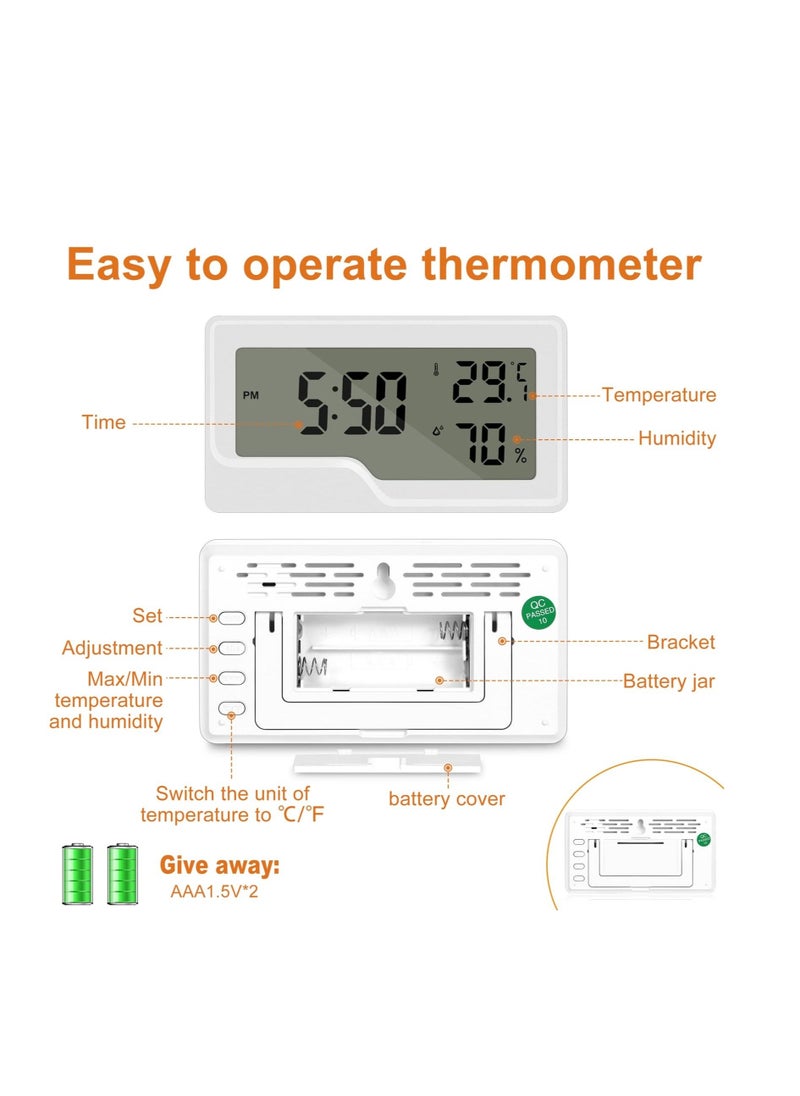 Generic - Digital Thermometer Hygrometer, Room Calibrated Humidity Meter, Temperature Humidity Monitor Indicator Sensor, Digital Date Clock, for Wall, Kitchen, Greenhouse, Indoor Baby - Image 1