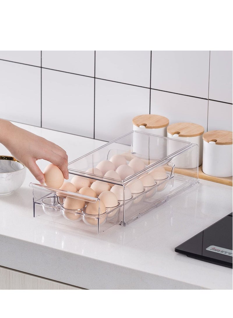 سيوسي ثلاجة بيضة حاوية لا تحتوي على BPA الثلاجة مربع التشطيب ، يمكن أن تكون مكدسة الثلاجة البيض الرف ، 18 علبة البيض ، شفافة - Image 5
