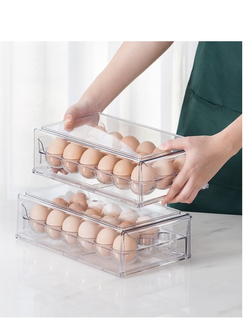 سيوسي ثلاجة بيضة حاوية لا تحتوي على BPA الثلاجة مربع التشطيب ، يمكن أن تكون مكدسة الثلاجة البيض الرف ، 18 علبة البيض ، شفافة - Image 4