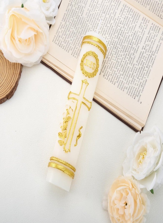 LIKEYO Cirios Religiosos Catolicos - 3D Embossed Religious Candles Catholic, Cirio Pascual, Sirios Catolicos Grandes, Hand Painted Jesus Cross Baptism Candle (1.6 x 8.1 Inch) - Image 3