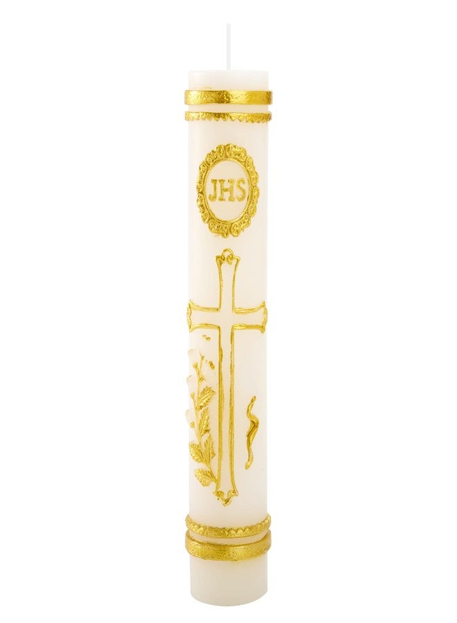 LIKEYO Cirios Religiosos Catolicos - 3D Embossed Religious Candles Catholic, Cirio Pascual, Sirios Catolicos Grandes, Hand Painted Jesus Cross Baptism Candle (1.6 x 8.1 Inch) - Image 1