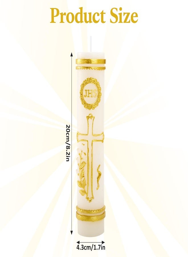 LIKEYO Cirios Religiosos Catolicos - 3D Embossed Religious Candles Catholic, Cirio Pascual, Sirios Catolicos Grandes, Hand Painted Jesus Cross Baptism Candle (1.6 x 8.1 Inch) - Image 2