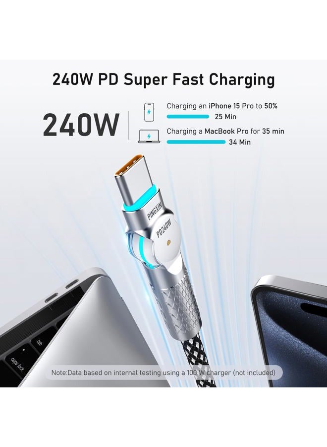 PINGXIN USB C to USB C Cable 10FT 240W, 180°Rotating USB C Cable Braided Type C Charger Cable Fast Charge for iPhone 16/16Pro/16Plus/16ProMax,MacBook Air,iPad Pro,Pixel,Samsung Galaxy S23/S24 Ultra-Black - Image 2