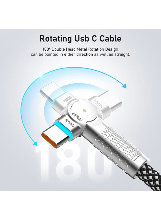 PINGXIN USB C to USB C Cable 10FT 240W, 180°Rotating USB C Cable Braided Type C Charger Cable Fast Charge for iPhone 16/16Pro/16Plus/16ProMax,MacBook Air,iPad Pro,Pixel,Samsung Galaxy S23/S24 Ultra-Black - Image 3