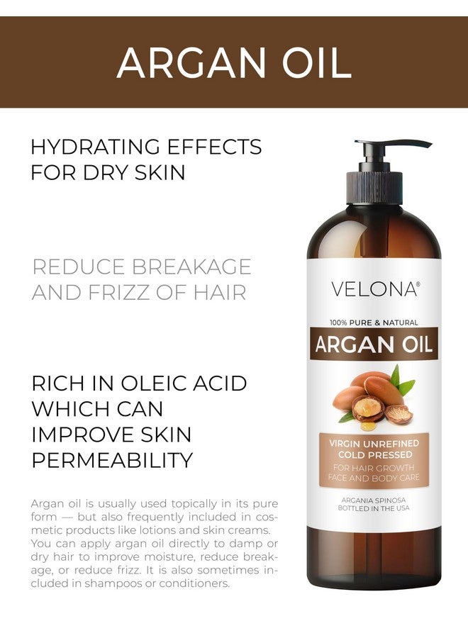 velona Argan Oil - 32 Fl Oz (With Pump) | 100% Pure and Natural | Morocco Oil | Stimulate Hair Growth, Skin, Body and Face Care | Nails Protector | Unrefined, Cold Pressed | Cap Kit - Image 2