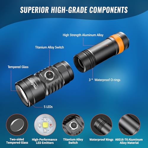 ORCATORCH D710V MK2 2300 Lumens Upgraded Underwater Video Light, White Red Violet Tri-Color, 120-Degree Wide Beam Scuba Flashlight for Dive Photography Fill Light and Fluorescent Night Diving - Image 3