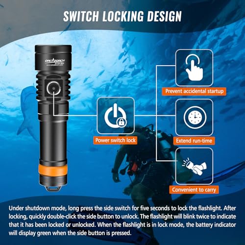 ORCATORCH D710V MK2 2300 Lumens Upgraded Underwater Video Light, White Red Violet Tri-Color, 120-Degree Wide Beam Scuba Flashlight for Dive Photography Fill Light and Fluorescent Night Diving - Image 5