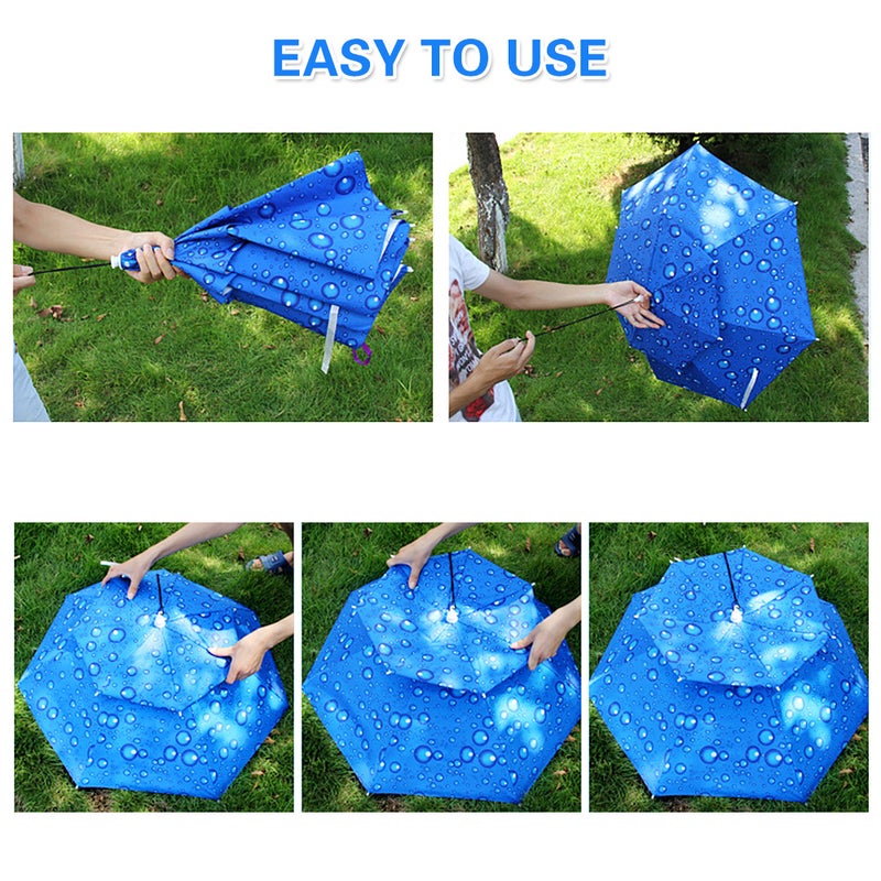 Double Layer Umbrella Hat Women Men Folding Sun Rain Cap with Adjustable Head Band for Fishing Camping Hiking - Image 5