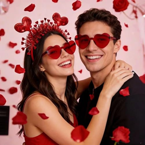 Asikkon Heart Headband Valentines Day Headband with Red Heart Shape Sunglasses Valentine Accessories for Valentine Wedding Anniversary Party Favors - Image 4