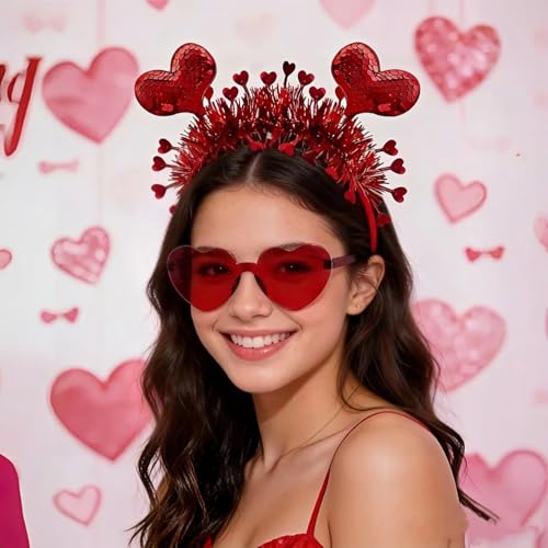 Asikkon Heart Headband Valentines Day Headband with Red Heart Shape Sunglasses Valentine Accessories for Valentine Wedding Anniversary Party Favors - Image 3