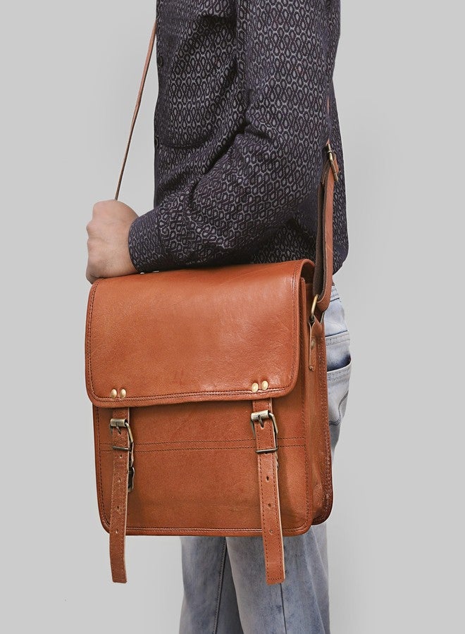 Cuero Genuine Leather iPad/Tablet Bag Messenger Bag Small Briefcase CrossBody Shoulder Bag for Men and Women (Tan Brown, 11" x 9" Small) - Image 5