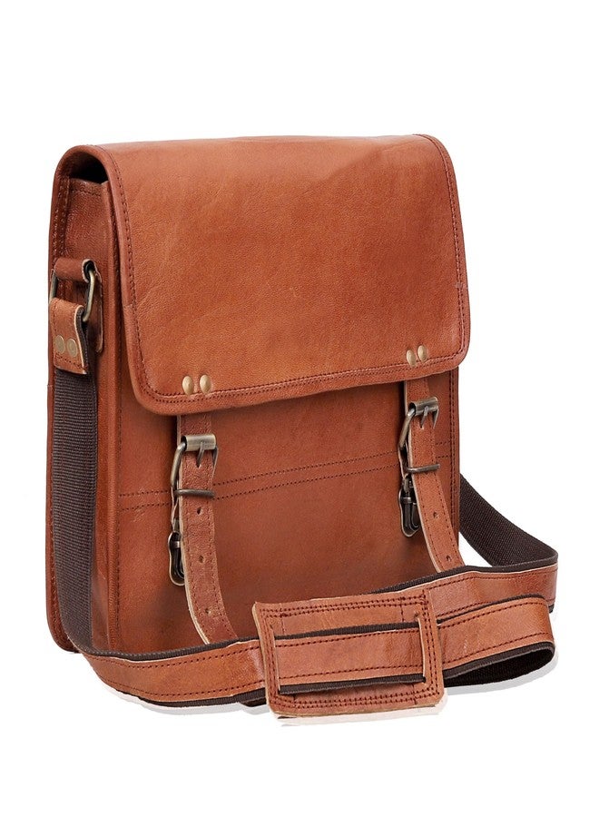 Cuero Genuine Leather iPad/Tablet Bag Messenger Bag Small Briefcase CrossBody Shoulder Bag for Men and Women (Tan Brown, 11" x 9" Small) - Image 3