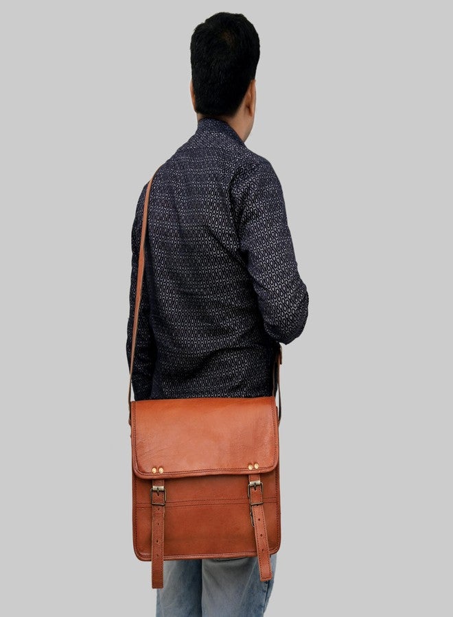 Cuero Genuine Leather iPad/Tablet Bag Messenger Bag Small Briefcase CrossBody Shoulder Bag for Men and Women (Tan Brown, 11" x 9" Small) - Image 2