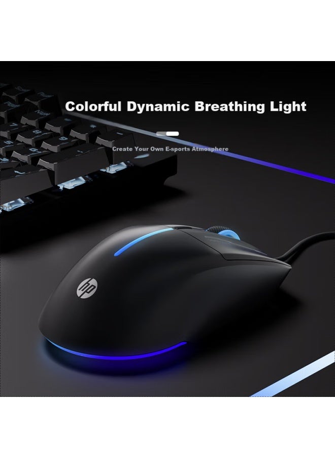 HP M100 Wired Gaming Mouse Rgb Breathing Light Mechanical E-Sports For Lol Pubg Csgo Laptop Desktop Computer Office Universal Black Silent - Image 5