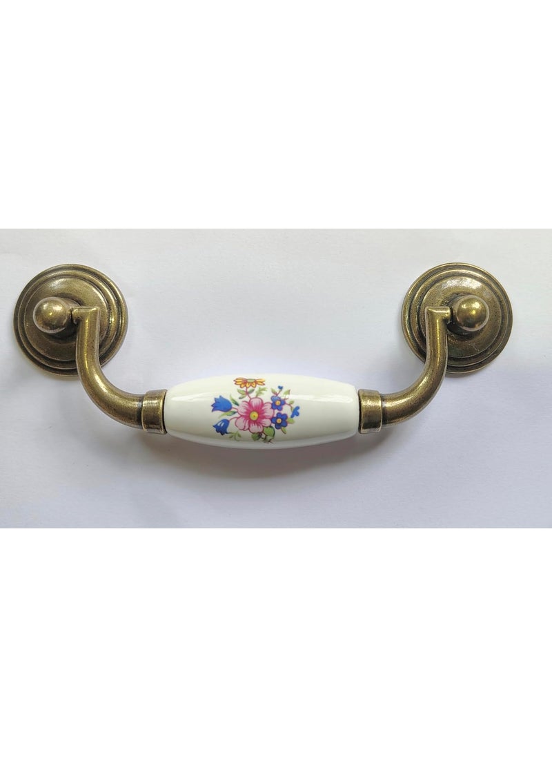ES EVGOR STUDIO - Evgor Studios Ceramic Handle for Chest of DrawerKitchen Cabinetsidetable in Antique Brass Finish Set of 1 - Image 1