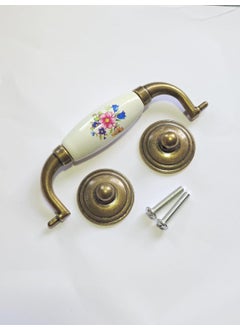 ES EVGOR STUDIO Evgor Studios Ceramic Handle for Chest of DrawerKitchen Cabinetsidetable in Antique Brass Finish Set of 1  - Image 3