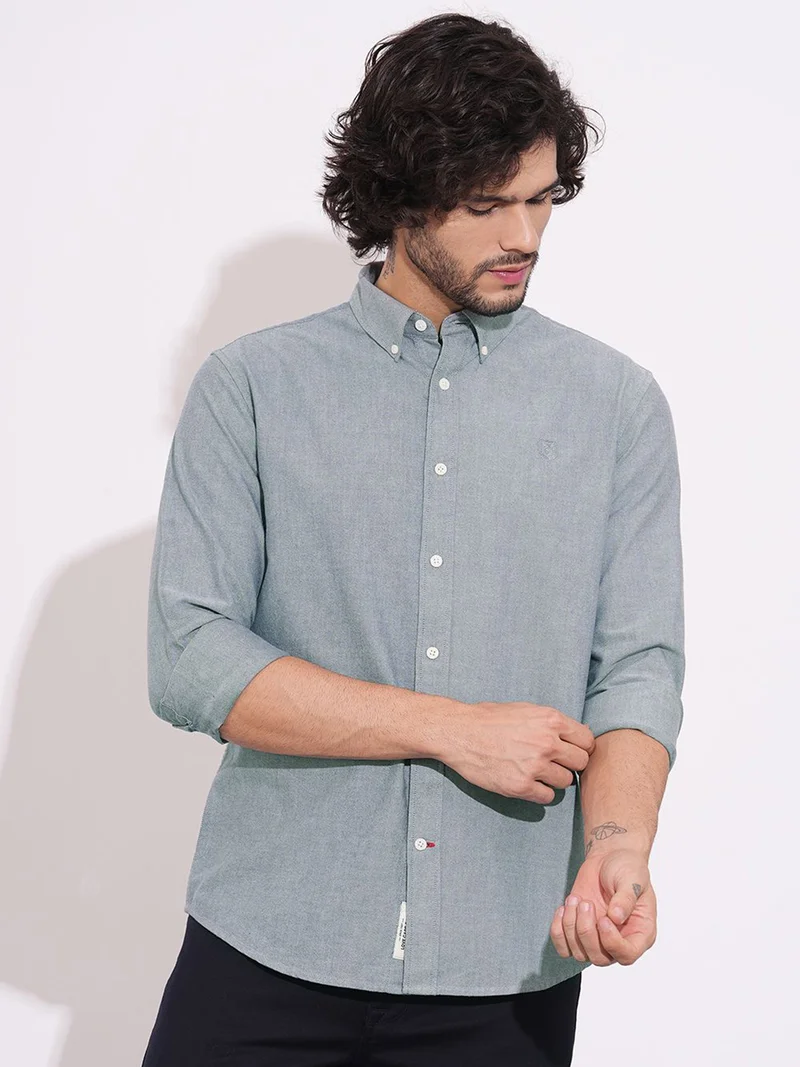 Being Human Men Slim Fit Solid Button-Down Collar Pure Cotton Casual Shirt