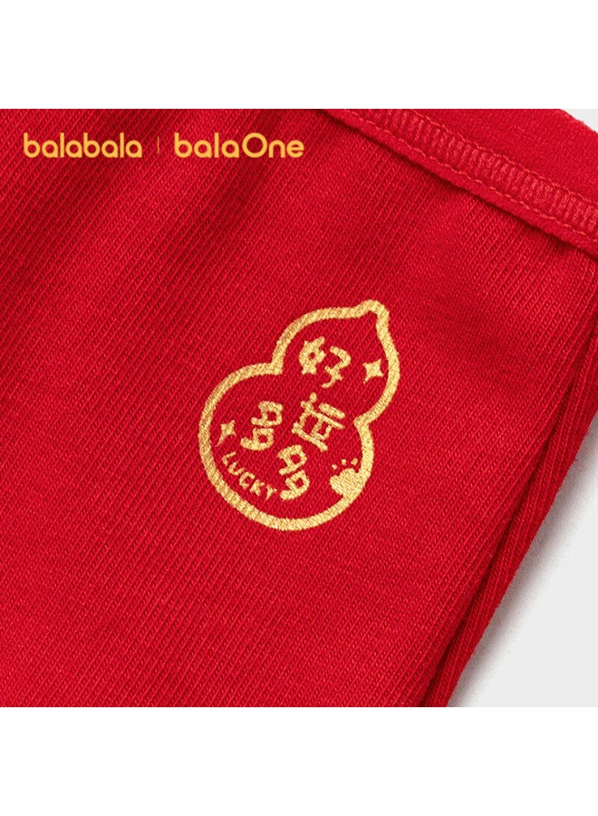 Balabala Kids Underwear And Socks Set New Girls' Antibacterial Crotch Triangle Shorts Red New Year