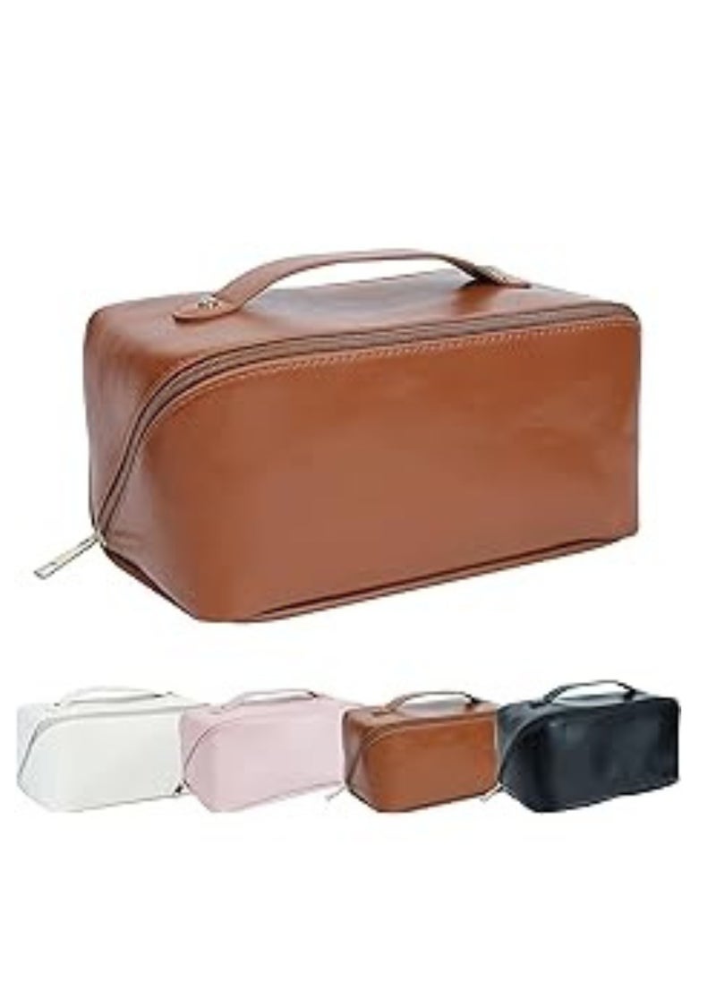 Generic "Leather Travel Makeup Bag – Large-Capacity Cosmetic Organizer for Women, Waterproof & Portable Beauty Case, Random Color"  - Image 1