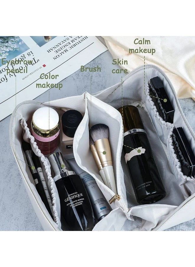 Generic "Leather Travel Makeup Bag – Large-Capacity Cosmetic Organizer for Women, Waterproof & Portable Beauty Case, Random Color"  - Image 4
