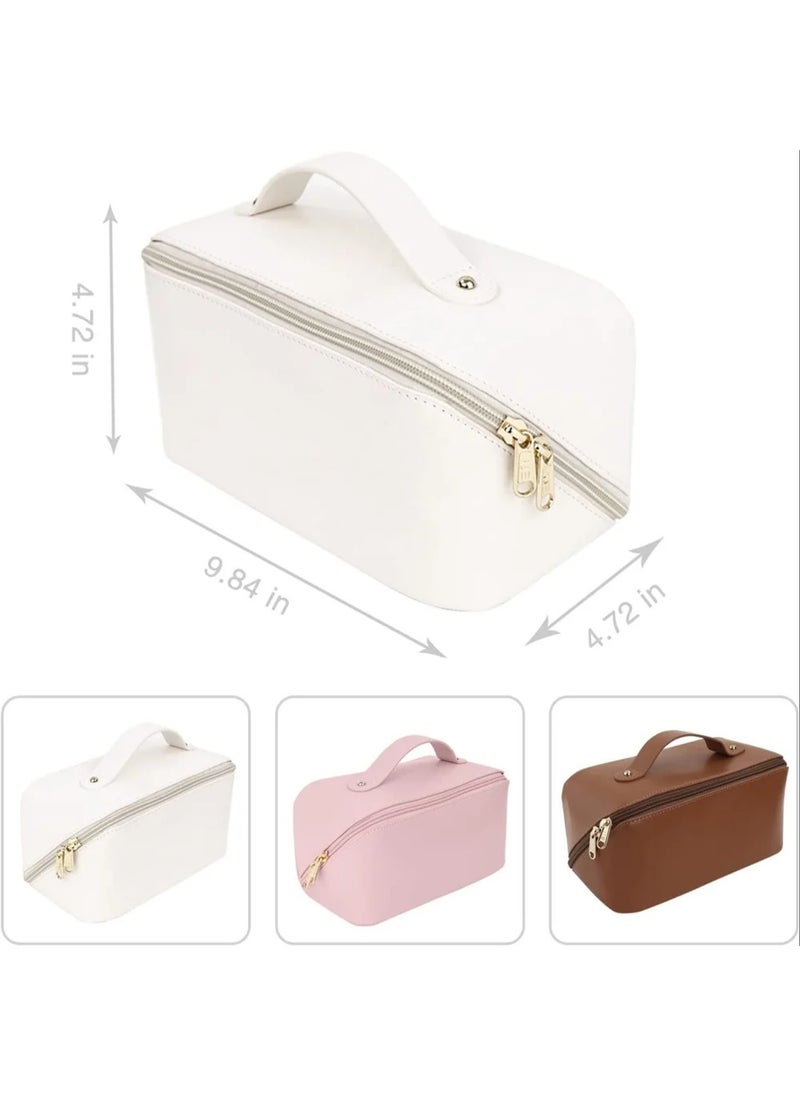 Generic "Leather Travel Makeup Bag – Large-Capacity Cosmetic Organizer for Women, Waterproof & Portable Beauty Case, Random Color"  - Image 3
