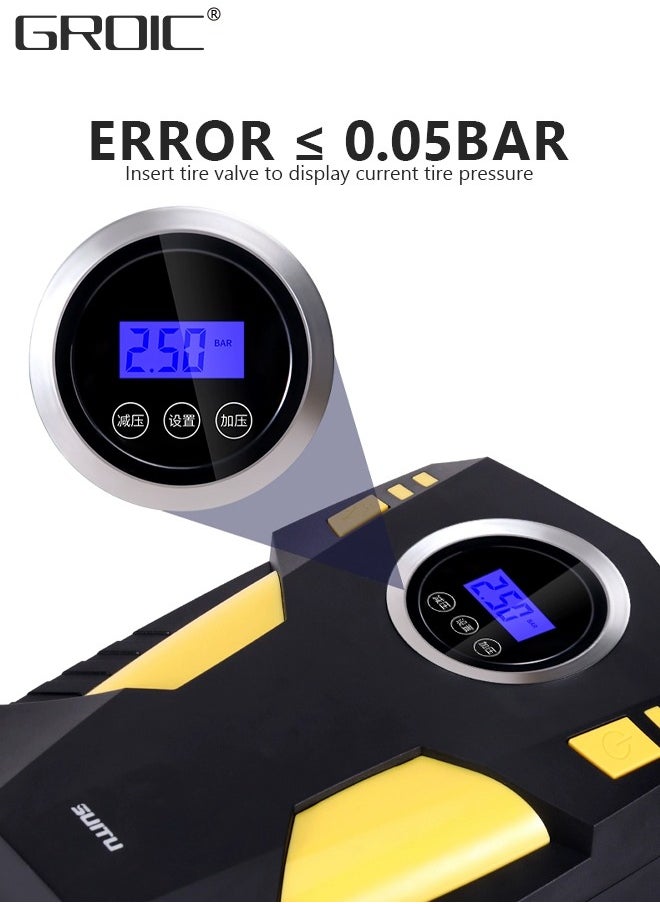GROIC Tire Inflator Portable Air Compressor, 150PSI Powerful Tire Inflator Cordless, Digital Tire Pressure Gauge, Powerful Air Tire Pump with LED Light For Car Tires, Motorcycles, Bikes, Balls  - Image 2