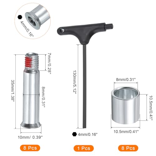 uxcell Inline Skate Axle Spacer Screw Replacement, Roller Skate Replacement Accessories with T Handle Wrench - Image 2