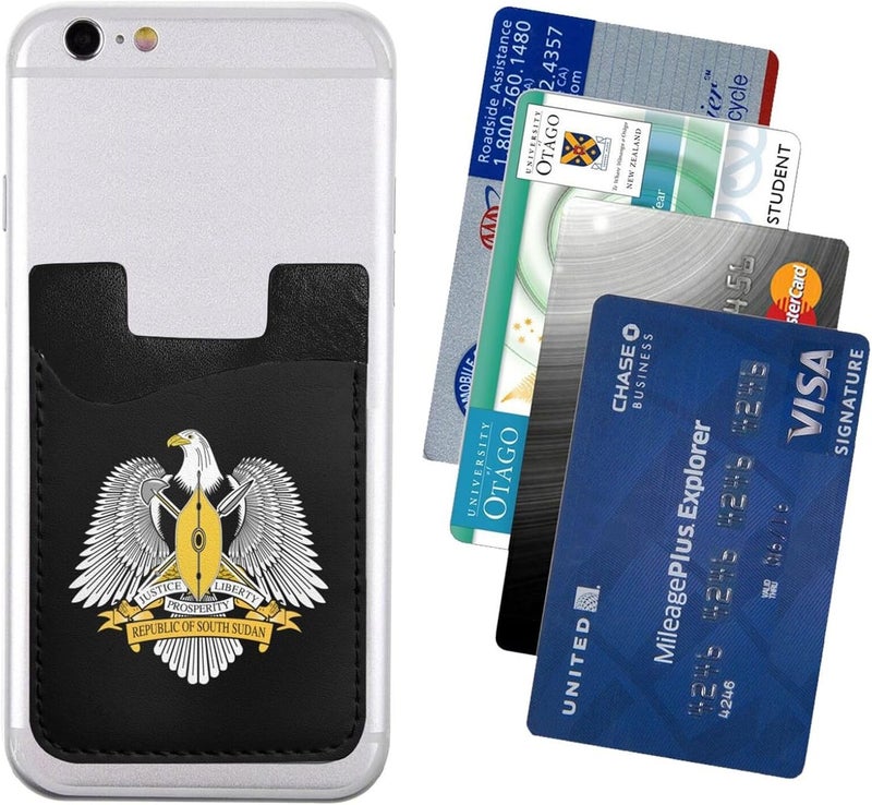 Coat of Arms South Sudan Luxury PU Leather Mobile Phone Card Holder Stylish Functional 2.4 * 3.5in - Image 2